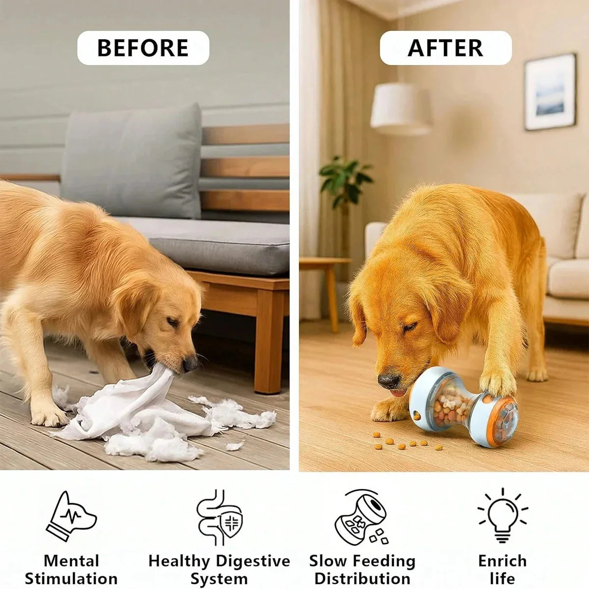 Interactive Dog Treat Dispenser – Slow Feeder Puzzle Toy for Mental Enrichment