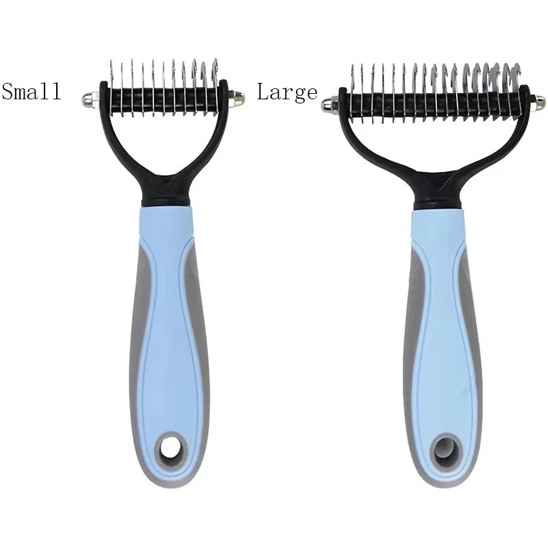 2-in-1 Pet Deshedding & Dematting Brush – Undercoat Grooming Rake for Dogs & Cats