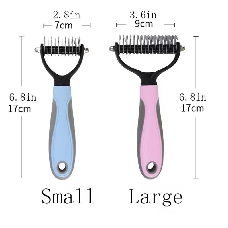 2-in-1 Pet Deshedding & Dematting Brush – Undercoat Grooming Rake for Dogs & Cats
