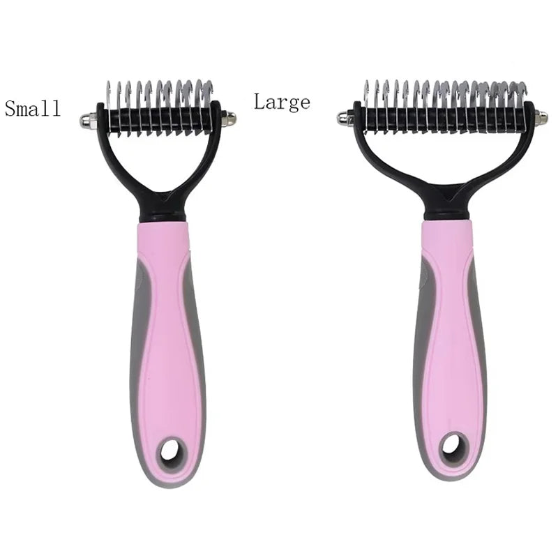 2-in-1 Pet Deshedding & Dematting Brush – Undercoat Grooming Rake for Dogs & Cats