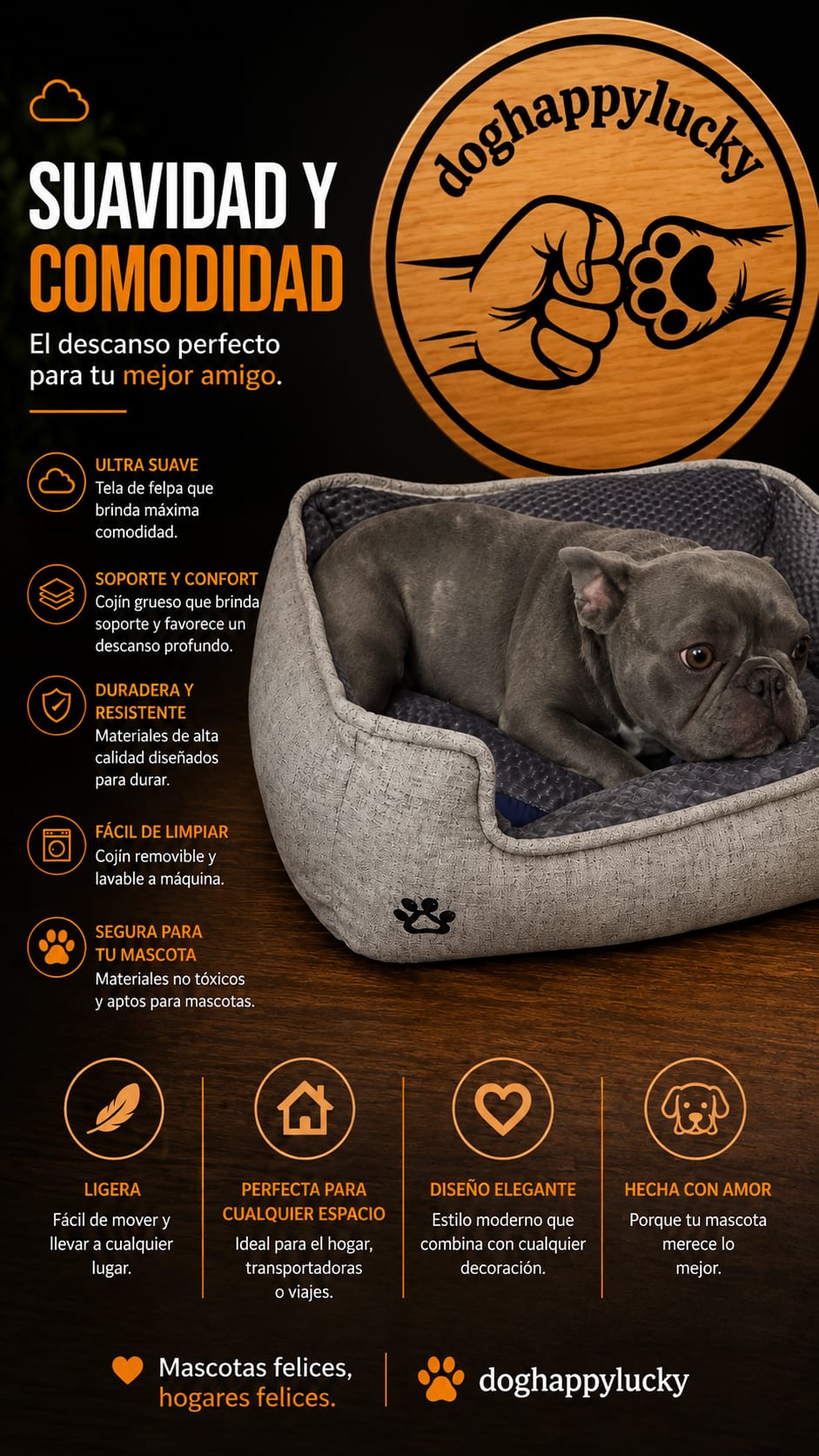 Premium Orthopedic Dog Bed - Plush Memory Foam Pet House For Small To Large Dogs