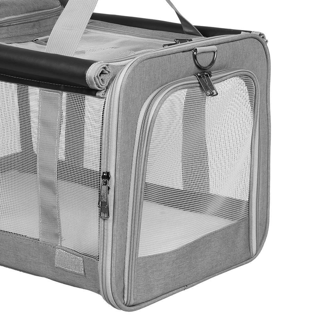 Pawz 3 in 1 Pet Soft Crate Dog Cat Carrier XL Size Grey